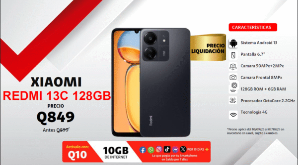 XIAOMI REDMI 13C 128GB CLARO